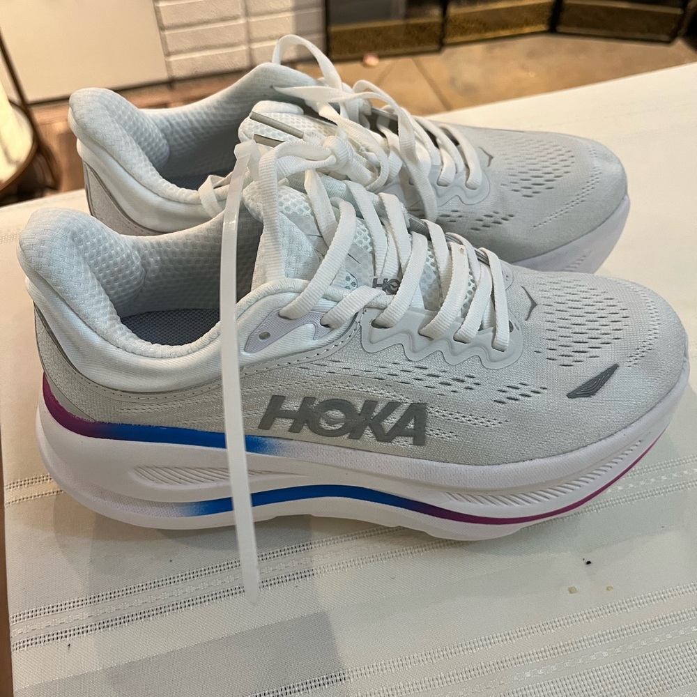 Hoka White and Blue Athletic Shoes